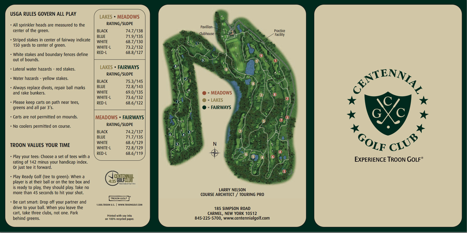 Scorecard - Centennial Golf Club of NY